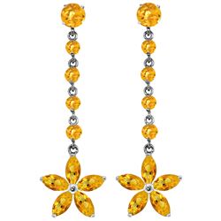 Genuine 4.8 ctw Citrine Earrings Jewelry 14KT White Gold - REF-56H8X