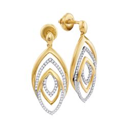 0.35 CTW Diamond Dangle Earrings 10KT Yellow Gold - REF-37K5W