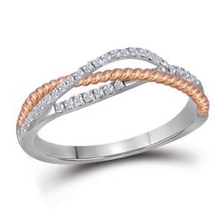 0.20 CTW Diamond Rope Crossover Strand Ring 10KT Two-tone Gold - REF-24X2Y