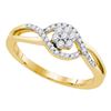 0.25 CTW Diamond Flower Swirl Ring 10KT Yellow Gold - REF-26X9Y