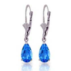 Genuine 3.77 ctw Blue Topaz Earrings Jewelry 14KT White Gold - REF-30F2Z