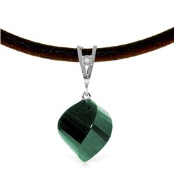 Genuine 15.26 ctw Green Sapphire Corundum & Diamond Necklace Jewelry 14KT White Gold - REF-49H8X