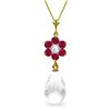 Genuine 2.78 ctw Ruby, White Topaz & Diamond Necklace Jewelry 14KT Yellow Gold - REF-32Z4N