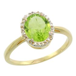 Natural 1.41 ctw Peridot & Diamond Engagement Ring 10K Yellow Gold - REF-20Y9X