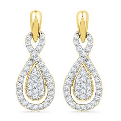 0.33 CTW Diamond Oval-shape Dangle Screwback Earrings 10KT Yellow Gold - REF-28H4M