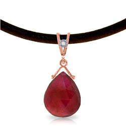 Genuine 8.01 ctw Ruby & Diamond Necklace Jewelry 14KT Rose Gold - REF-59Y9F