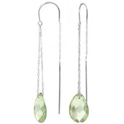 Genuine 6 ctw Green Amethyst Earrings Jewelry 14KT White Gold - REF-21V9W