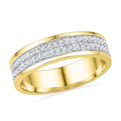 0.20 CTW Diamond 2-row Ring 10KT Yellow Gold - REF-30N2F