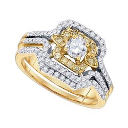 0.75 CTW Yellow Diamond Bridal Engagement Ring 14KT Yellow Gold - REF-119W9K