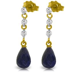 Genuine 6.9 ctw Sapphire & Diamond Earrings Jewelry 14KT Yellow Gold - REF-44V9W