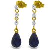 Genuine 6.9 ctw Sapphire & Diamond Earrings Jewelry 14KT Yellow Gold - REF-44V9W