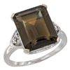 Natural 5.44 ctw smoky-topaz & Diamond Engagement Ring 10K White Gold - REF-32X2A
