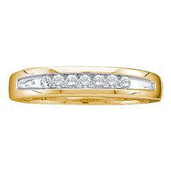 0.25 CTW Mens Channel-set Diamond Two-tone Single Row Ring 14KT Yellow Gold - REF-41H9M