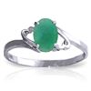 Genuine 0.75 ctw Emerald Ring Jewelry 14KT White Gold - REF-27N8R