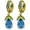 Genuine 14.3 ctw Blue Topaz & Peridot Earrings Jewelry 14KT Yellow Gold - REF-82Y9F
