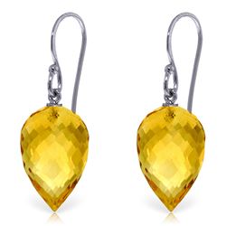 Genuine 19 ctw Citrine Earrings Jewelry 14KT White Gold - REF-28Z4N