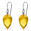 Genuine 19 ctw Citrine Earrings Jewelry 14KT White Gold - REF-28Z4N