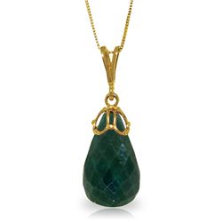 Genuine 14.8 ctw Green Sapphire Corundum Necklace Jewelry 14KT Yellow Gold - REF-28P3H