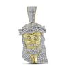 Image 1 : 1.7 CTW Mens Diamond Jesus Head Pendant 10KT Yellow Gold - REF-89H9M