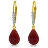 Image 1 : Genuine 17.75 ctw Ruby & Diamond Earrings Jewelry 14KT Yellow Gold - REF-41R6P