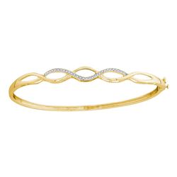 0.13 CTW Diamond Woven Strand Bangle Bracelet 10KT Yellow Gold - REF-57W2K