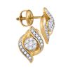 Image 1 : 0.25 CTW Diamond Flower Screwback Stud Earrings 14KT Yellow Gold - REF-33N7F