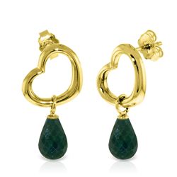 Genuine 6.6 ctw Green Sapphire Corundum Earrings Jewelry 14KT Yellow Gold - REF-47N2R