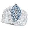 Image 1 : 1.02 CTW Blue Color Diamond Oval Cluster Ring 10KT White Gold - REF-64F4N