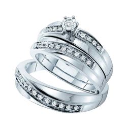 0.25 CTW His & Hers Diamond Solitaire Matching Bridal Ring 14KT White Gold - REF-64Y4X