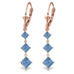 Genuine 4.79 ctw Blue Topaz Earrings Jewelry 14KT Rose Gold - REF-50F2Z