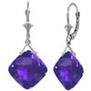 Genuine 17.5 ctw Amethyst Earrings Jewelry 14KT White Gold - REF-39R3P