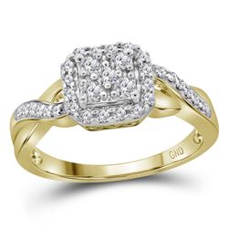 0.33 CTW Diamond Square Cluster Ring 10KT Yellow Gold - REF-30X2Y