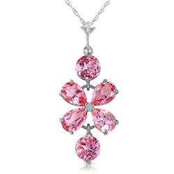 Genuine 3.15 ctw Pink Topaz Necklace Jewelry 14KT White Gold - REF-30T3A