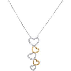 0.15 CTW Diamond Cascading Heart Pendant 10KT Two-tone Gold - REF-19K4W