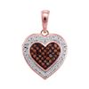 Image 1 : 0.12 CTW Red Color Diamond Heart Love Pendant 10KT Rose Gold - REF-14N9F