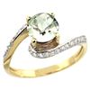 Image 1 : Natural 0.99 ctw green-amethyst & Diamond Engagement Ring 10K Yellow Gold - REF-42N2G