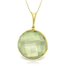 Genuine 18 ctw Green Amethyst Necklace Jewelry 14KT Yellow Gold - REF-55P5H