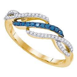 0.25 CTW Blue Color Diamond Woven Ring 10KT Yellow Gold - REF-18H2M