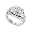 Image 1 : 0.50 CTW Diamond Cluster Bridal Engagement Ring 10KT White Gold - REF-52K4W