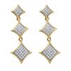 Image 1 : 0.30 CTW Diamond Triple Square Kite Dangle Earrings 10KT Yellow Gold - REF-34N4F