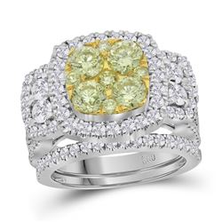 3.04 CTW Yellow Diamond Bridal Engagement Ring 14KT White Gold - REF-359M9H