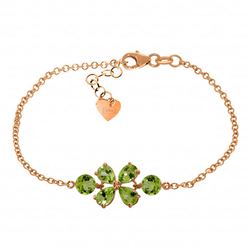 Genuine 3.15 ctw Peridot Bracelet Jewelry 14KT Rose Gold - REF-56R4P