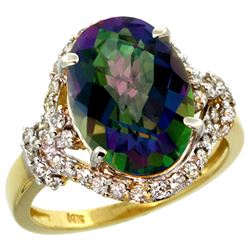 Natural 5.89 ctw mystic-topaz & Diamond Engagement Ring 14K Yellow Gold - REF-88A8V