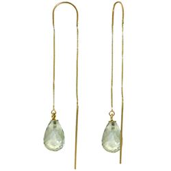 Genuine 4.5 ctw Green Amethyst Earrings Jewelry 14KT Yellow Gold - REF-20Y4F