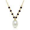 Image 1 : Genuine 5 ctw Pearl & Garnet Necklace Jewelry 14KT Yellow Gold - REF-25H4X
