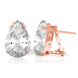 Genuine 10 ctw White Topaz Earrings Jewelry 14KT Rose Gold - REF-50N7R