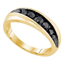 0.75 CTW Mens Black Color Diamond Ring 10KT Yellow Gold - REF-26N9F