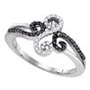 Image 1 : 0.19 CTW Black Color Diamond Swirled Whimsical Ring 10KT White Gold - REF-14N9F