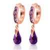 Image 1 : Genuine 3.3 ctw Amethyst Earrings Jewelry 14KT Rose Gold - REF-50Y6F