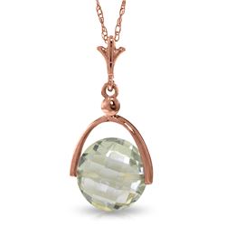 Genuine 3.25 ctw Green Amethyst Necklace Jewelry 14KT Rose Gold - REF-22R3P